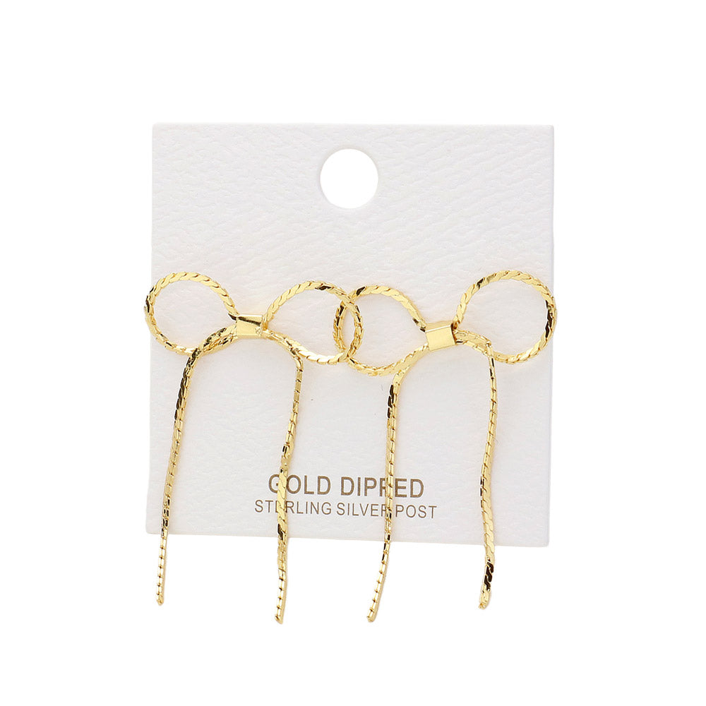 iLLASPARKZ Gold Dipped Metal Bow Earrings