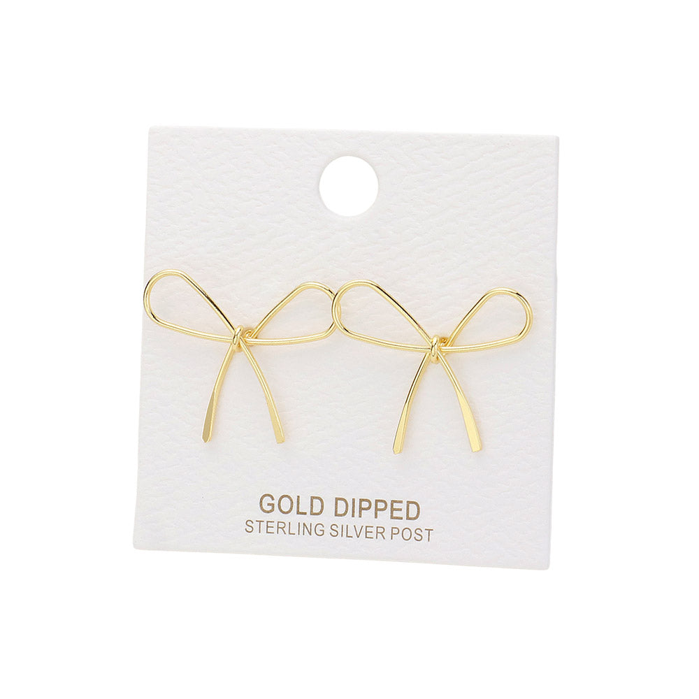 iLLASPARKZ Gold Dipped Metal Wire Bow Stud Earrings