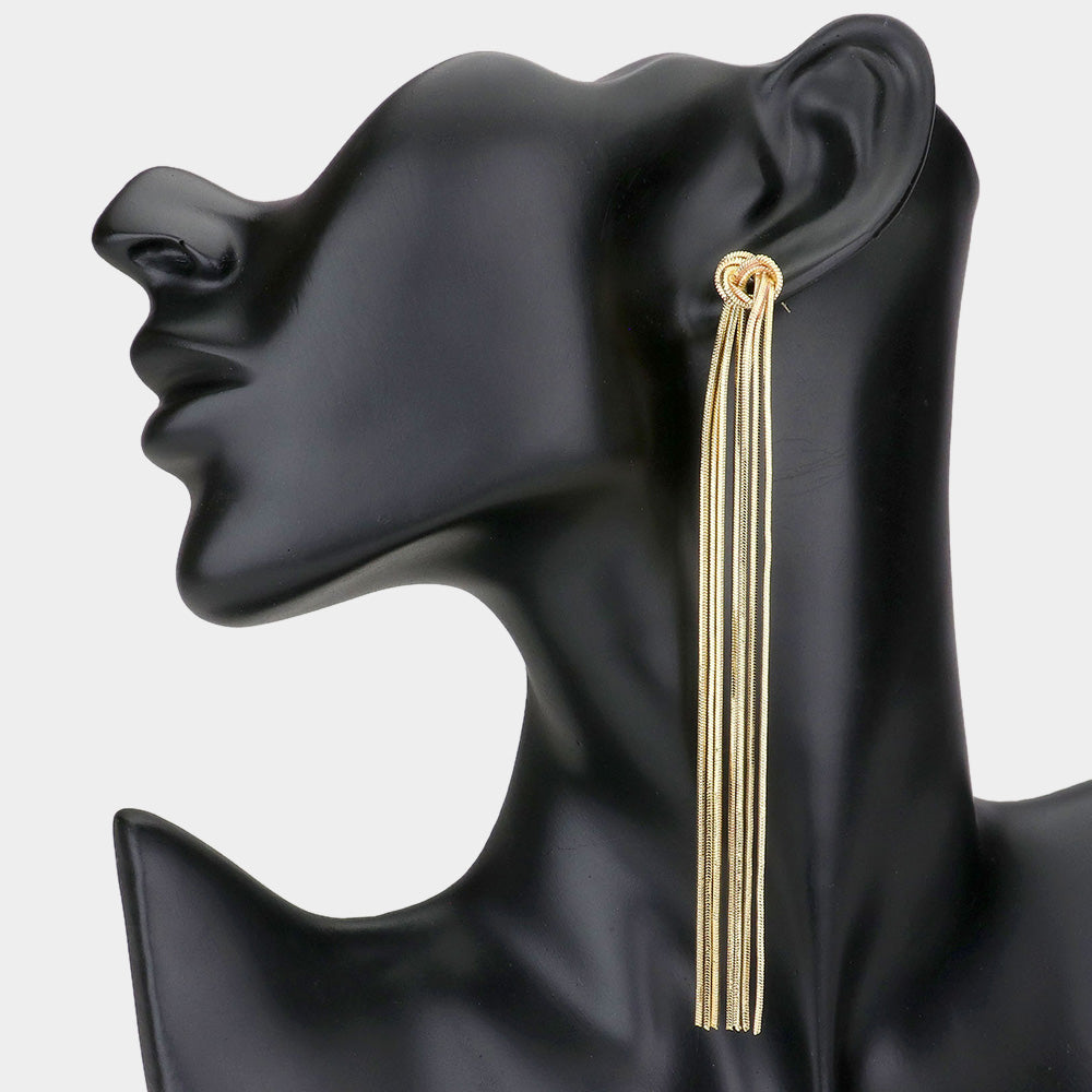 iLLASPARKZ Secret Box_Knot Detail Metal Tassel Drop Earrings