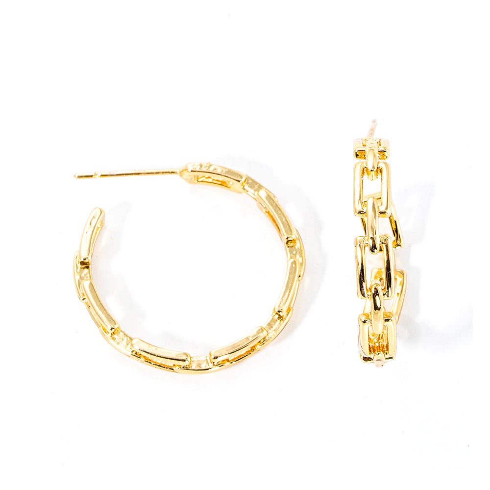 iLLASPARKZ Gold Dipped Open Metal Rectangle Link Hoop Earrings