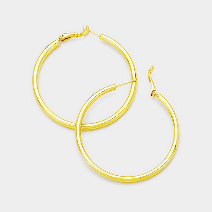 iLLASPARKZ 14K Gold Dipped 2 Inch Metal Hypoallergenic Hoop Earrings