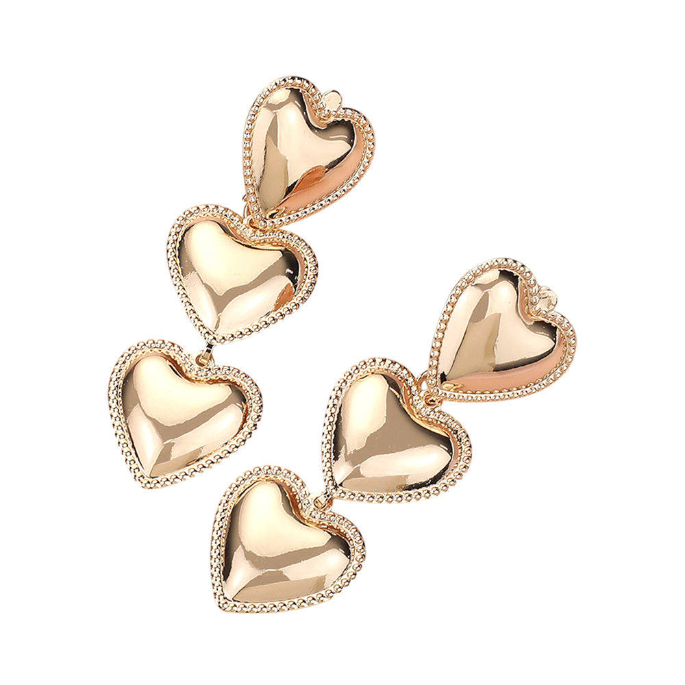 iLLASPARKZ Triple Metal Heart Link Dropdown Earrings