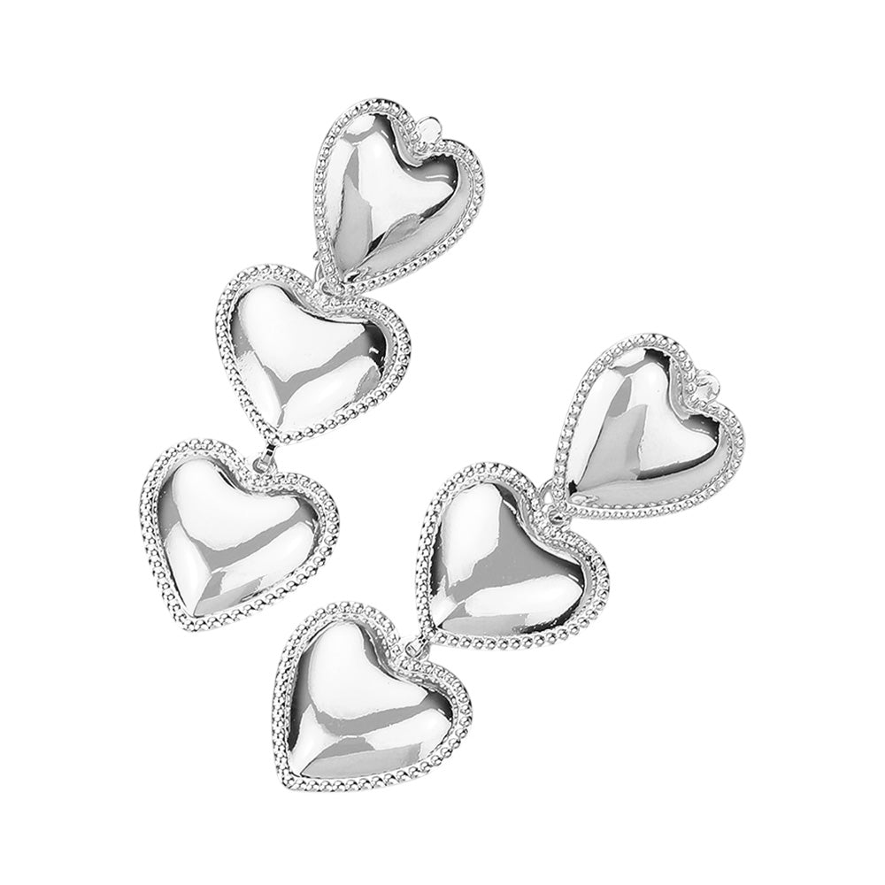 iLLASPARKZ Triple Metal Heart Link Dropdown Earrings