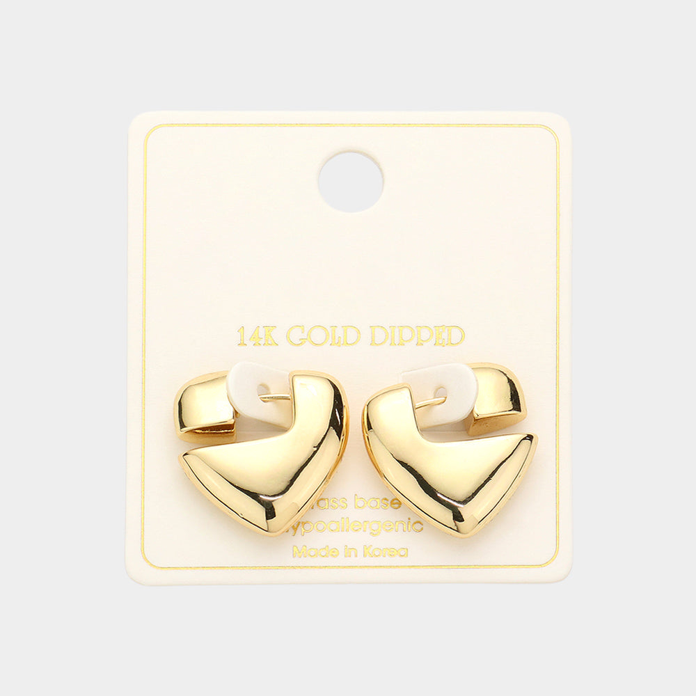 iLLASPARKZ 14K Gold Dipped Brass Metal Heart Earrings