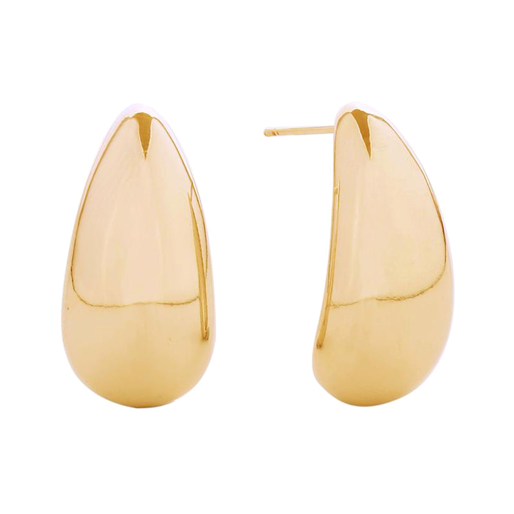 iLLASPARKZ 14K Gold Dipped Teardrop Curved Earrings