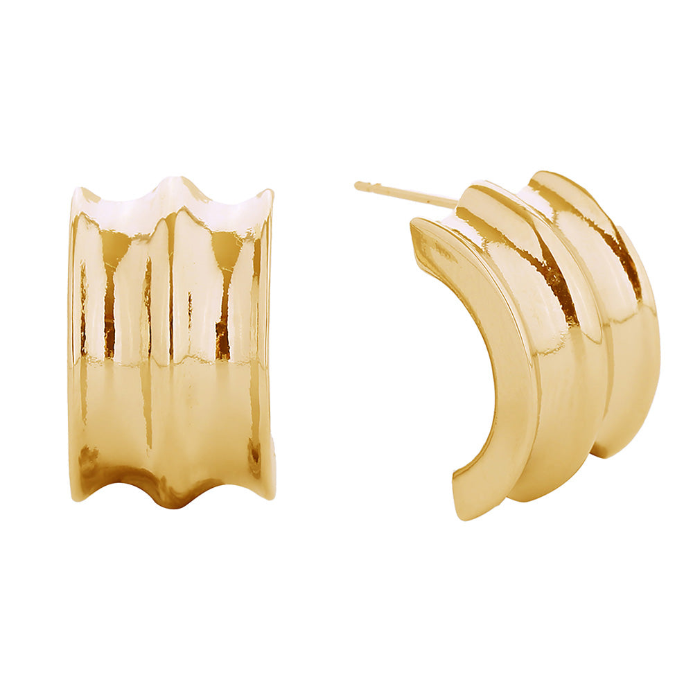 iLLASPARKZ 14k Gold Dipped Sculpture Modern Hoop Earrings