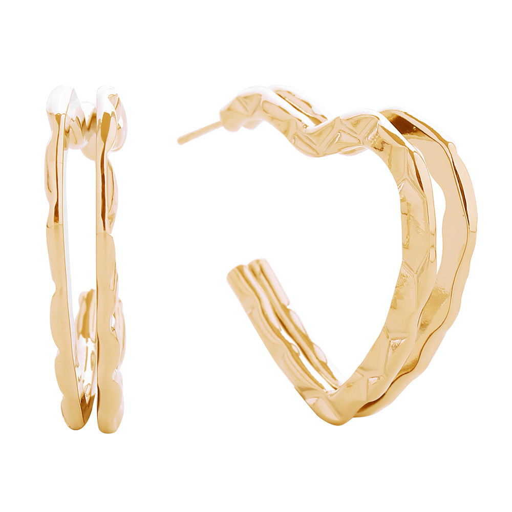 iLLASPARKZ 14K Gold Dipped Open Heart Hoop Earrings