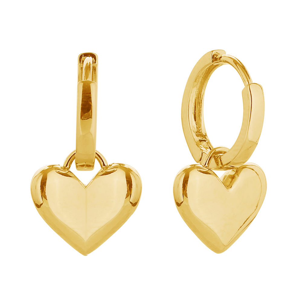 iLLASPARKZ 14K Gold Dipped Heart Drop Huggie Earrings