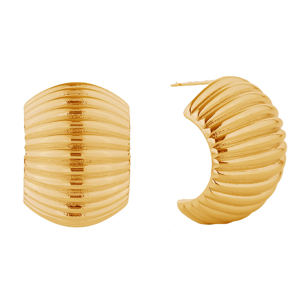 iLLASPARKZ 14K Gold Dipped Classic Ribbed Hoop Earrings