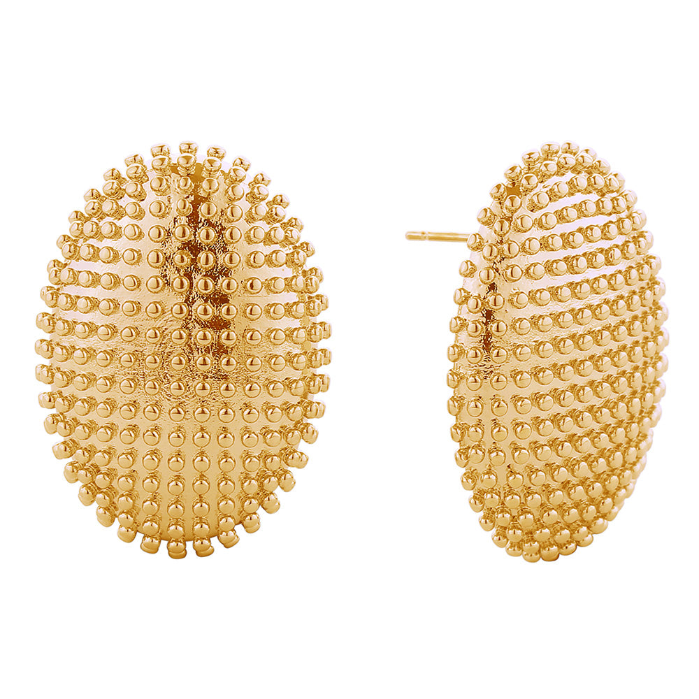 iLLASPARKZ 14K Gold Dipped Beaded Oval Earrings