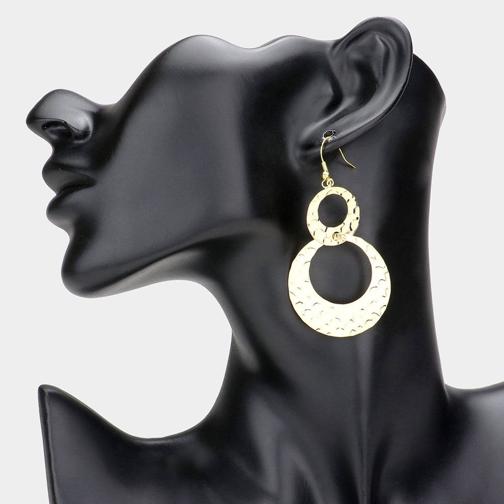 iLLASPARKZ Textured Double Open Metal Circle Link Dangle Earrings