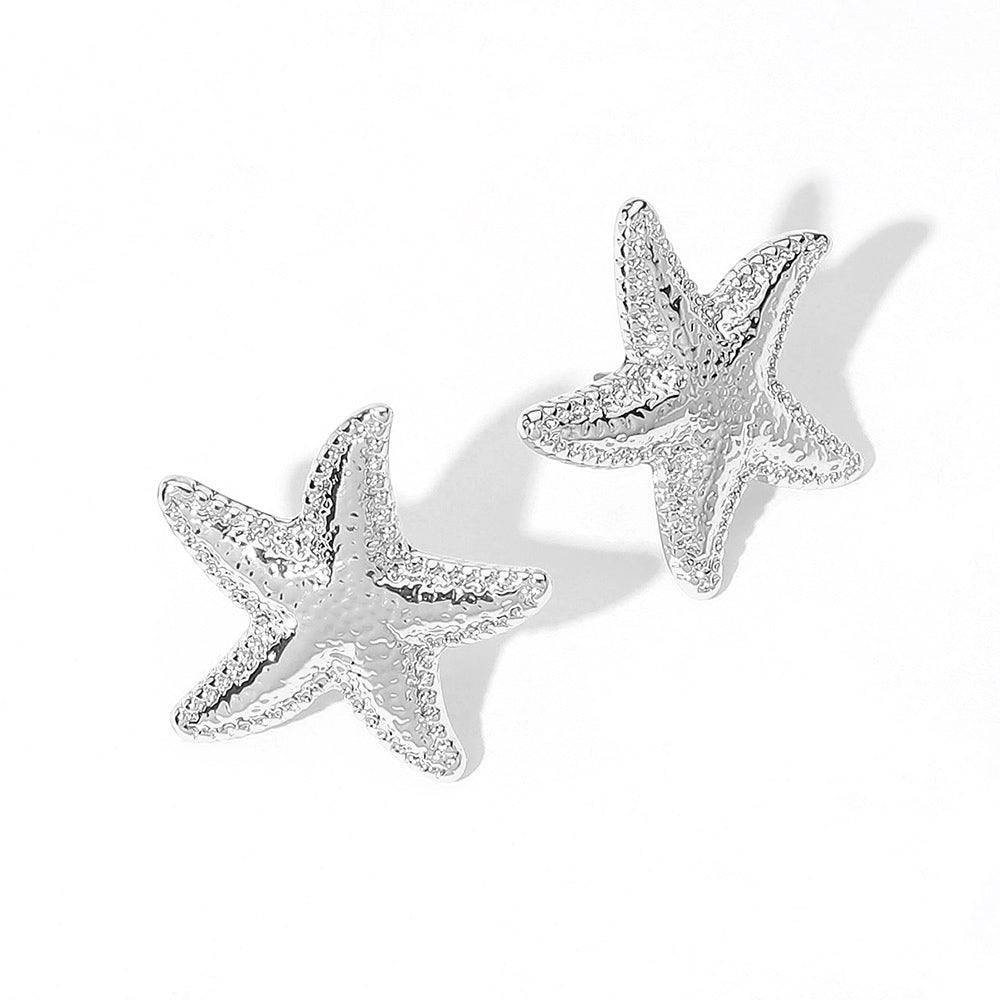 iLLASPARKZ SECRET BOX_Textured Metal Starfish Earrings