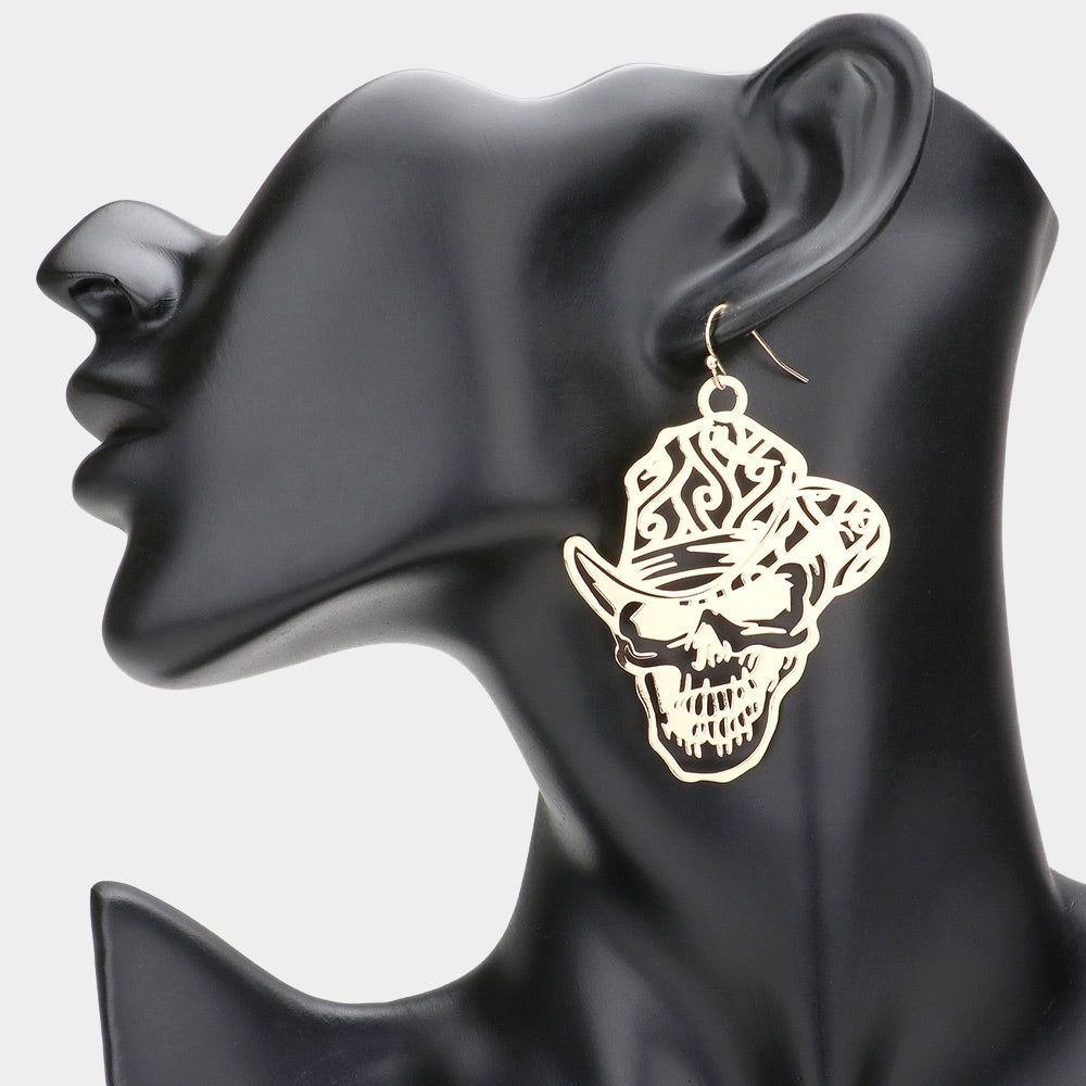 iLLASPARKZ Brass Metal Cut Out Skull Dangle Earrings