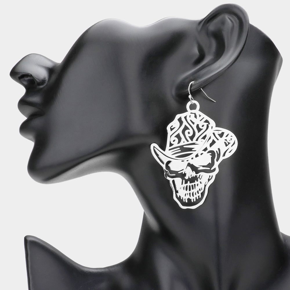 iLLASPARKZ Brass Metal Cut Out Skull Dangle Earrings