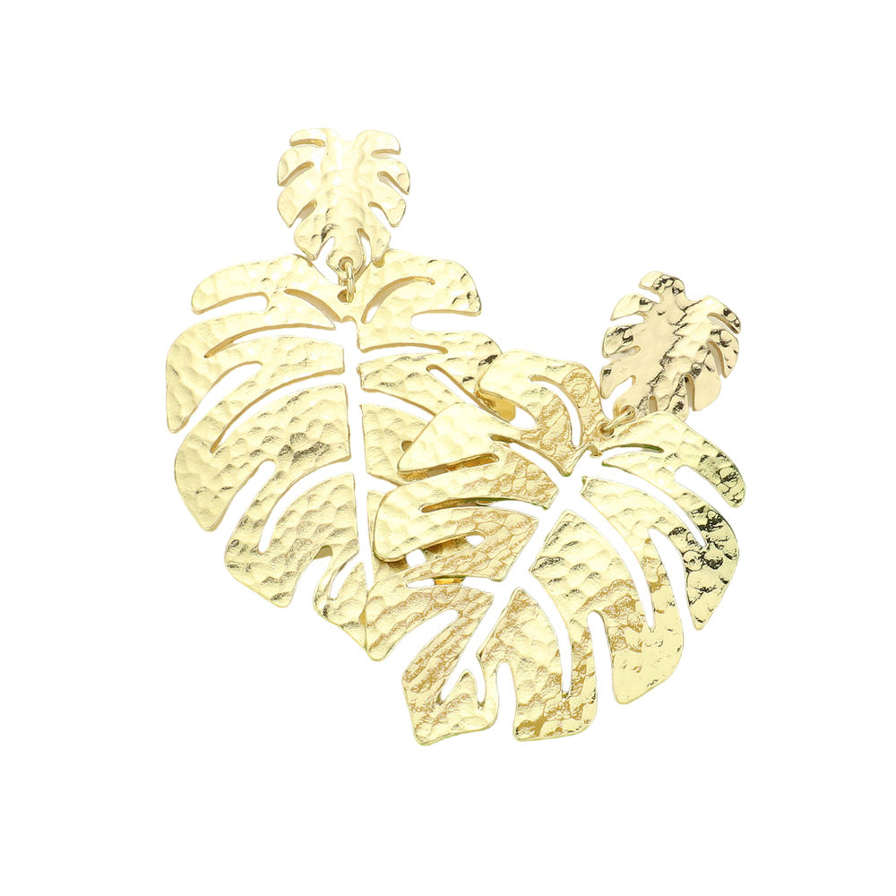 iLLASPARKZ Double Metal Tropical Leaf Dangle Earrings