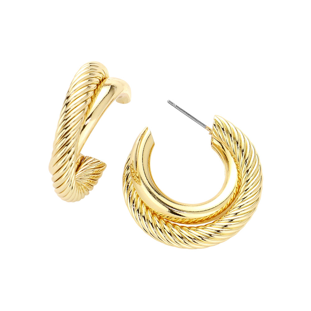 iLLASPARKZ Textured Twisted Metal Hoop Earrings