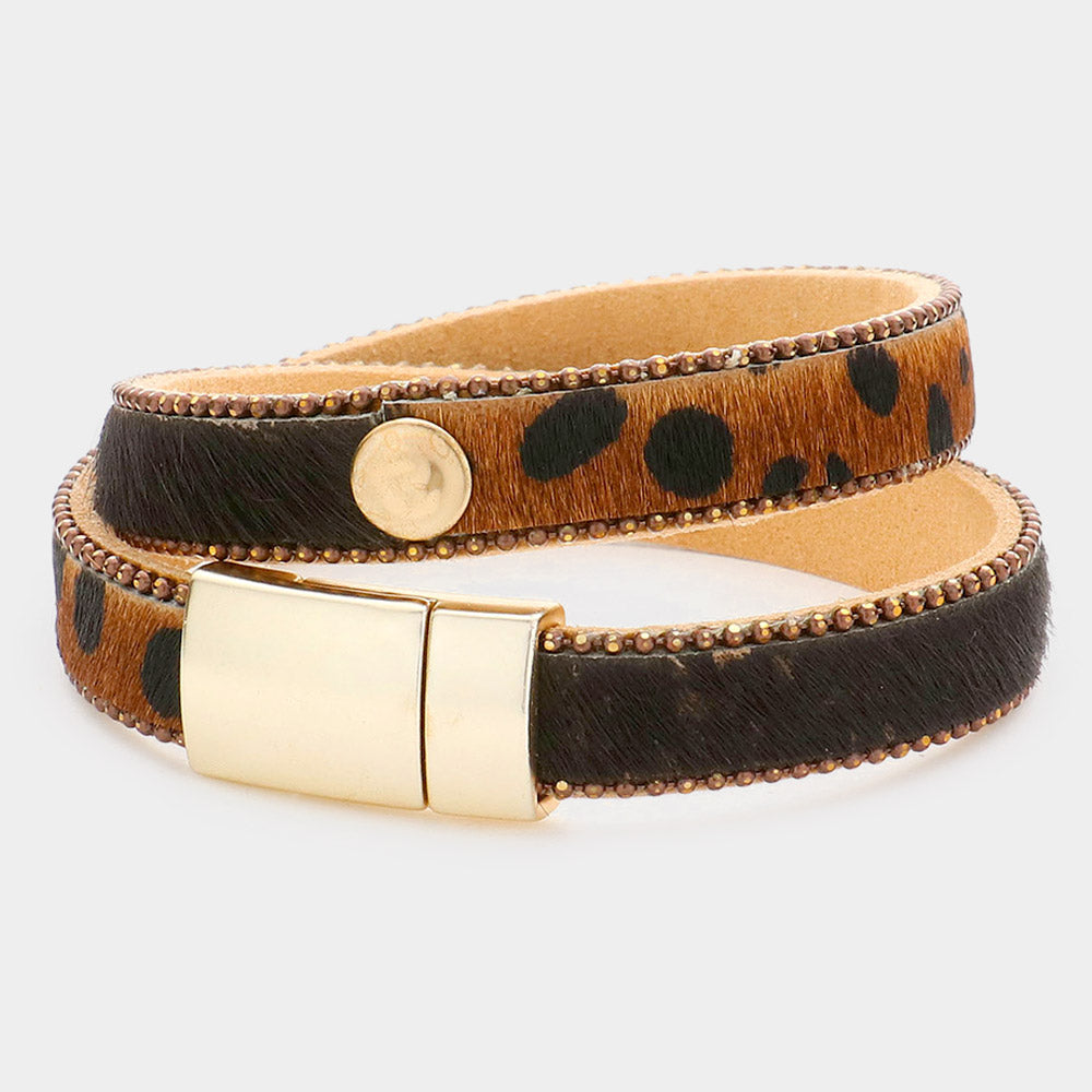 iLLASPARKZ Animal Patterned Calf Magnetic Wrap Bracelet