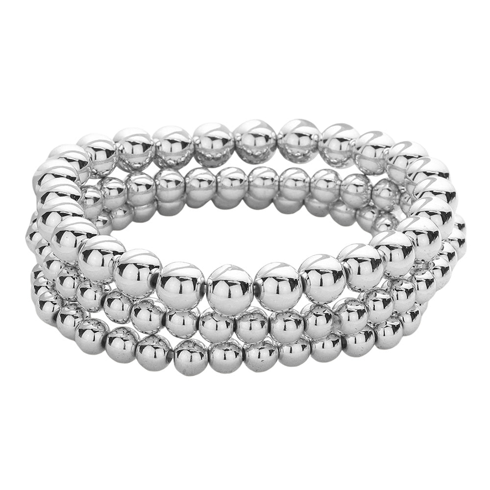 iLLASPARKZ 3PCS - Metal Ball Beaded Stretch Multi Layered Bracelets