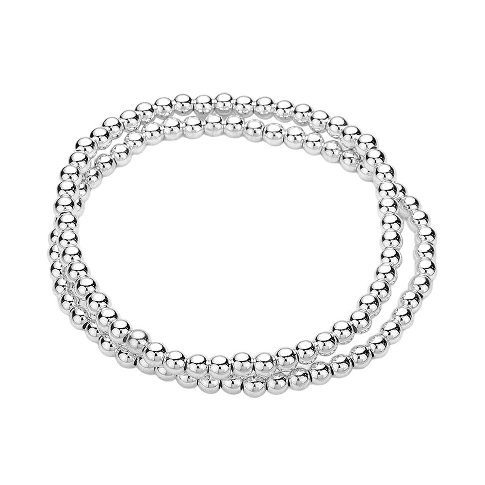 iLLASPARKZ 2PCS - Stainless Steel Ball Stretch Multi Layered Bracelets