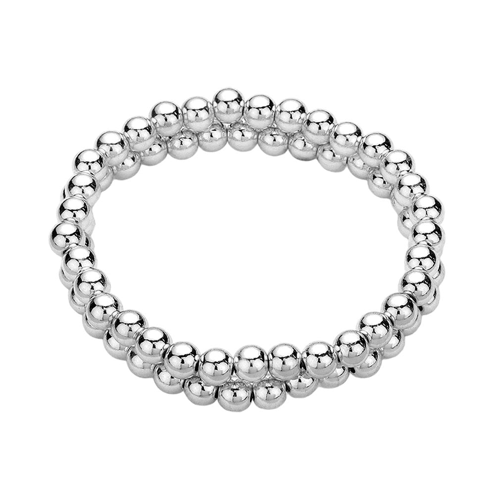 iLLASPARKZ 2PCS - Stainless Steel Ball Stretch Multi Layered Bracelets