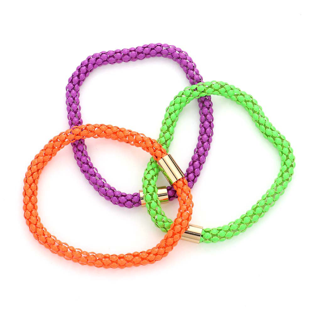 iLLASPARKZ 3PCS - Halloween Colored Metal Bracelets