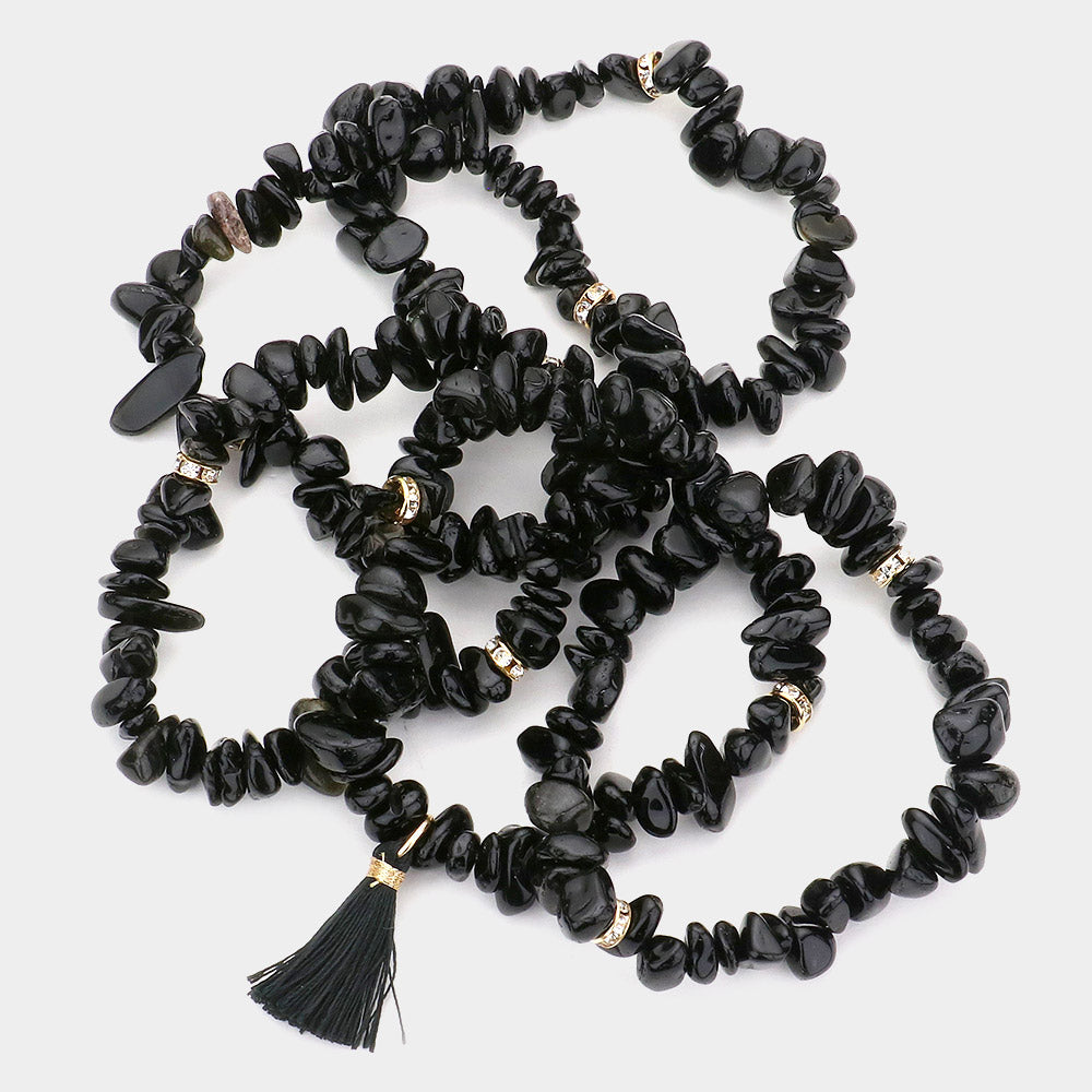 iLLASPARKZ 5PCS - Natural Stone Tassel Multi Layered Bracelets