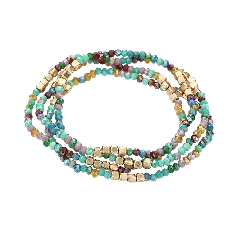 iLLASPARKZ 4PCS - Faceted Beaded Multi Layered Bracelets