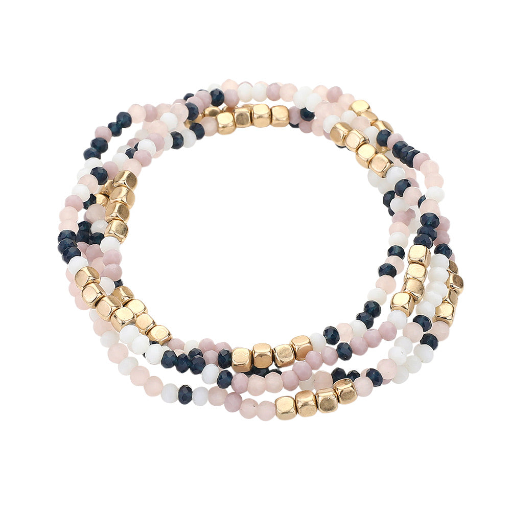 iLLASPARKZ 4PCS - Faceted Beaded Multi Layered Bracelets