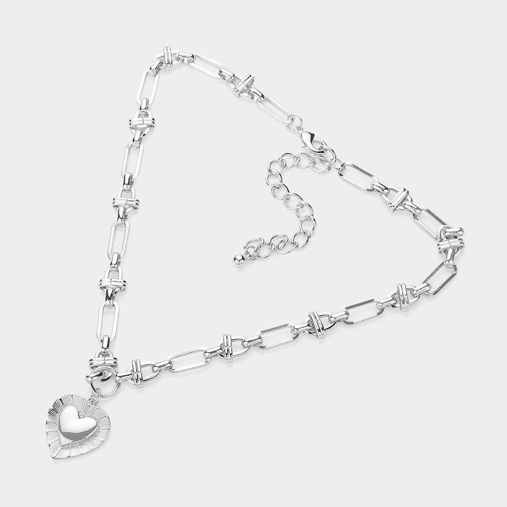 iLLASPARKZ Hardware Metal Chain Heart Pendant Necklace