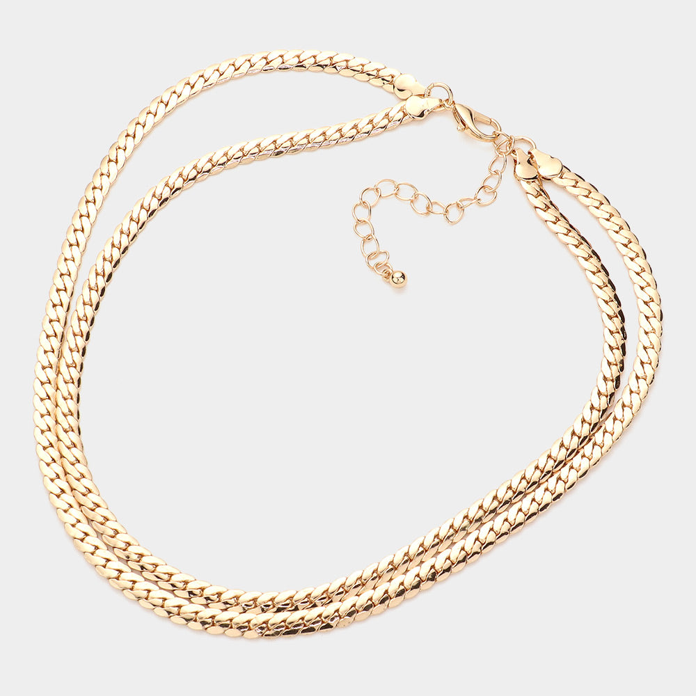 iLLASPARKZ Gold Dipped Metal Chain Double Layered Necklace