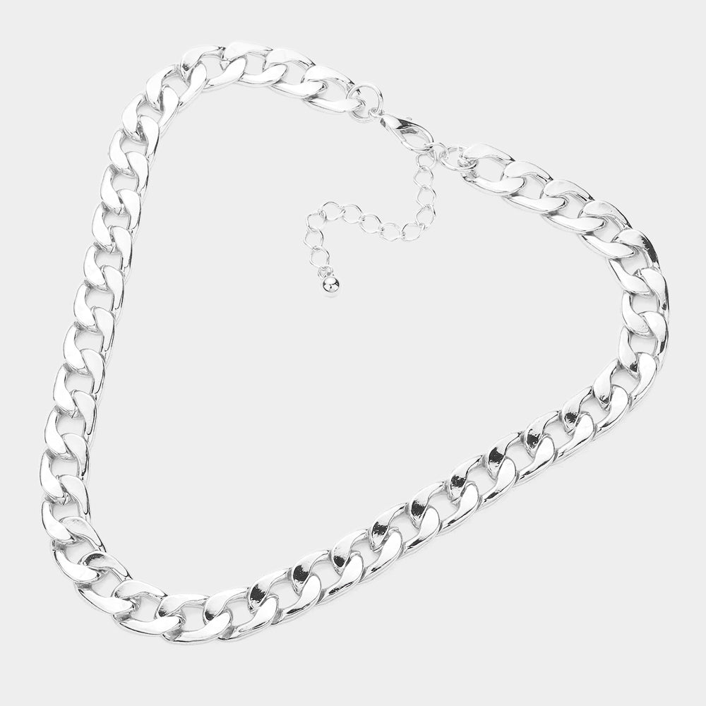 iLLASPARKZ White Gold Dipped Metal Chain Necklace