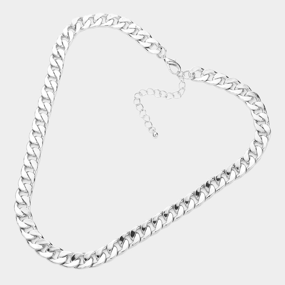 iLLASPARKZ White Gold Dipped Metal Chain Necklace