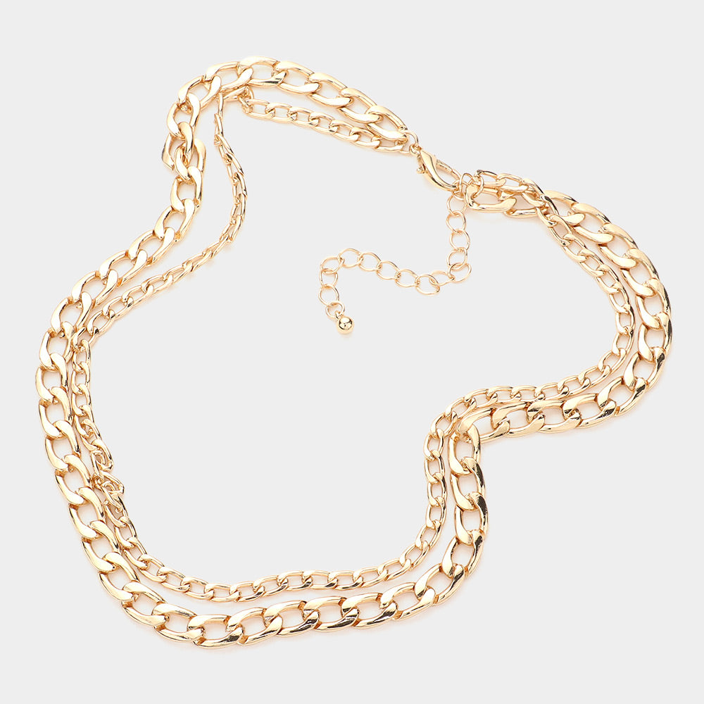 iLLASPARKZ Gold Dipped Metal Chain Double Layered Necklace