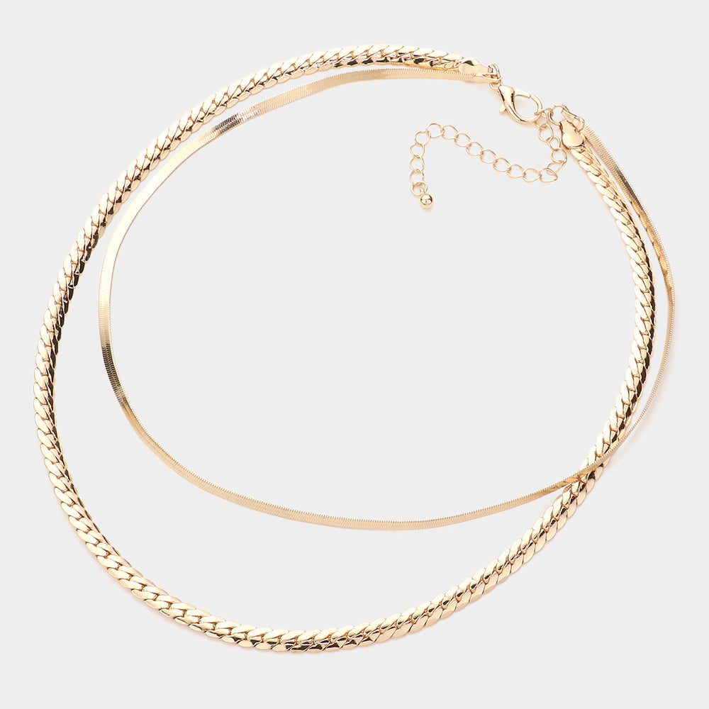 iLLASPARKZ Gold Dipped Metal Chain Double Layered Necklace