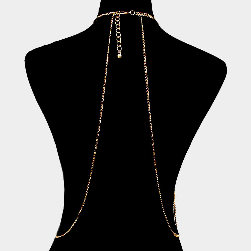 iLLASPARKZ Draped bra shaped fringe bib body chain necklace