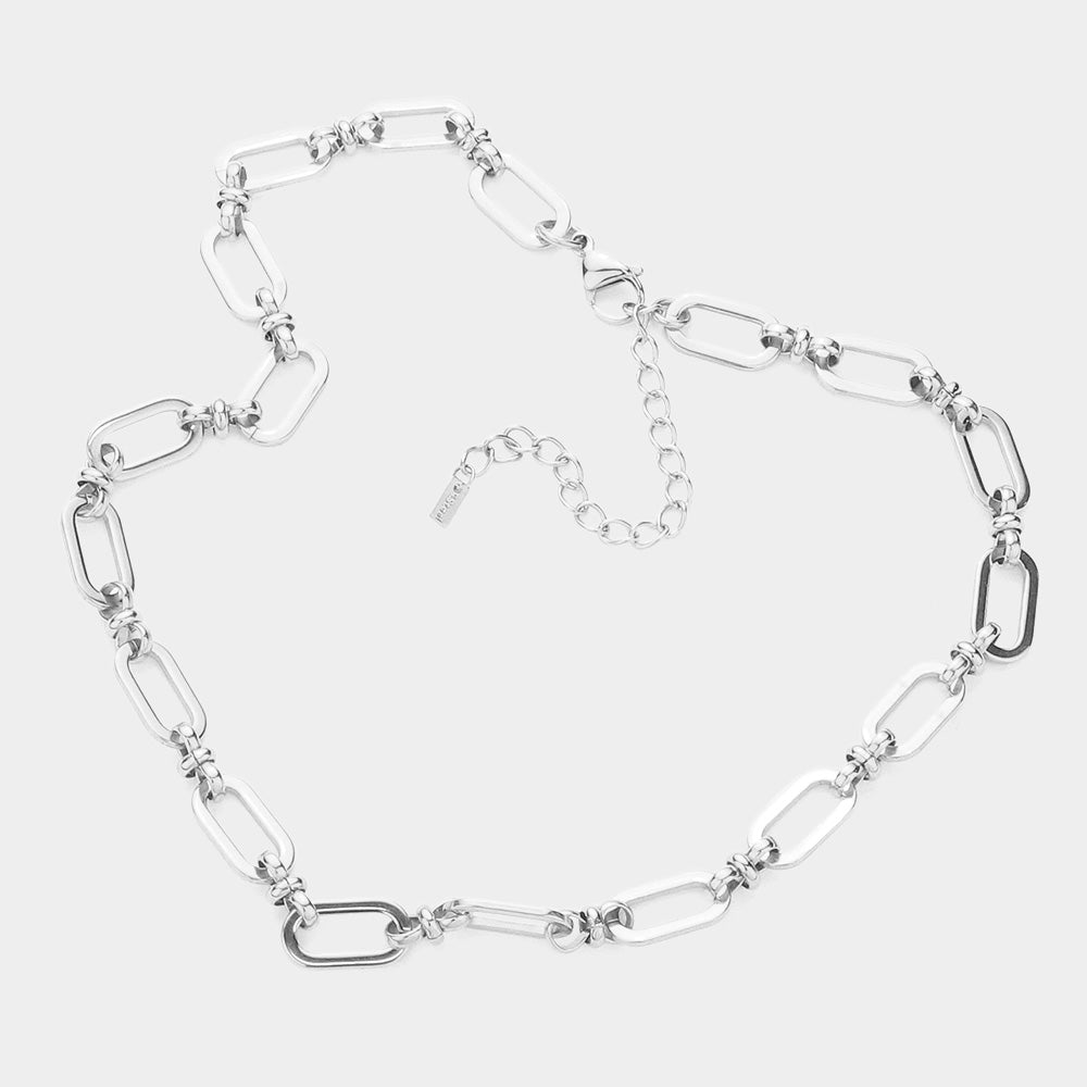 iLLASPARKZ 18K White Gold Dipped Stainless Steel Premium Handmade Chain Necklace