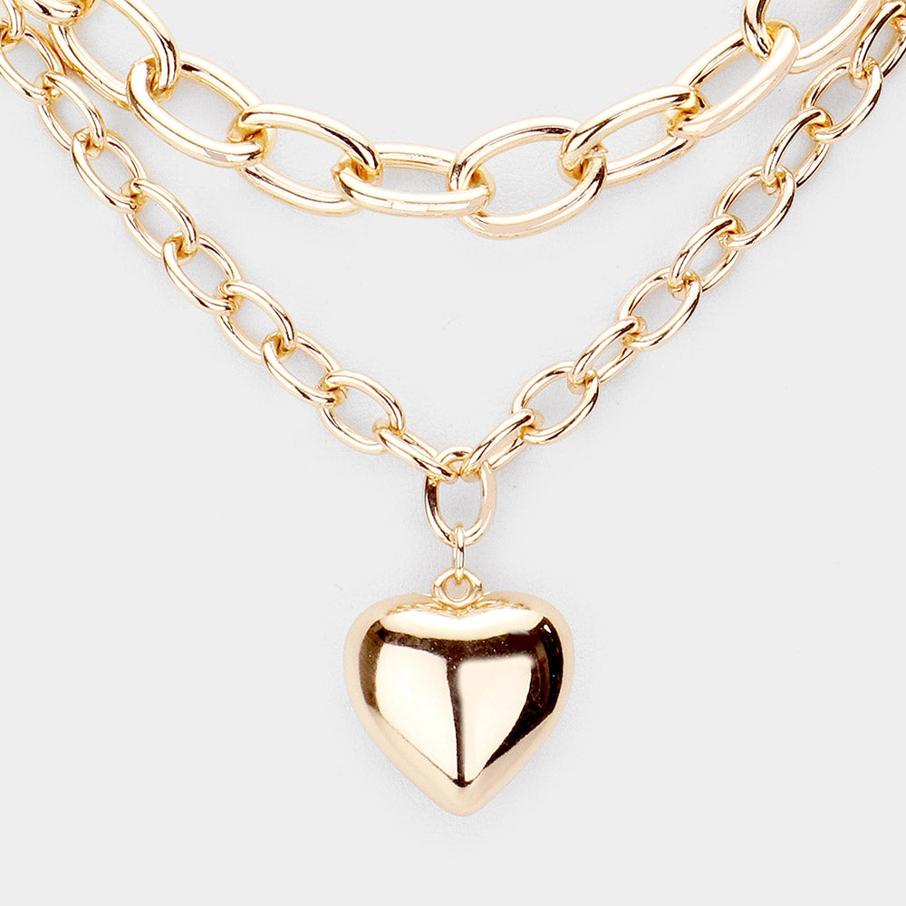 iLLASPARKZ Metal Heart Pendant Double Layered Necklace