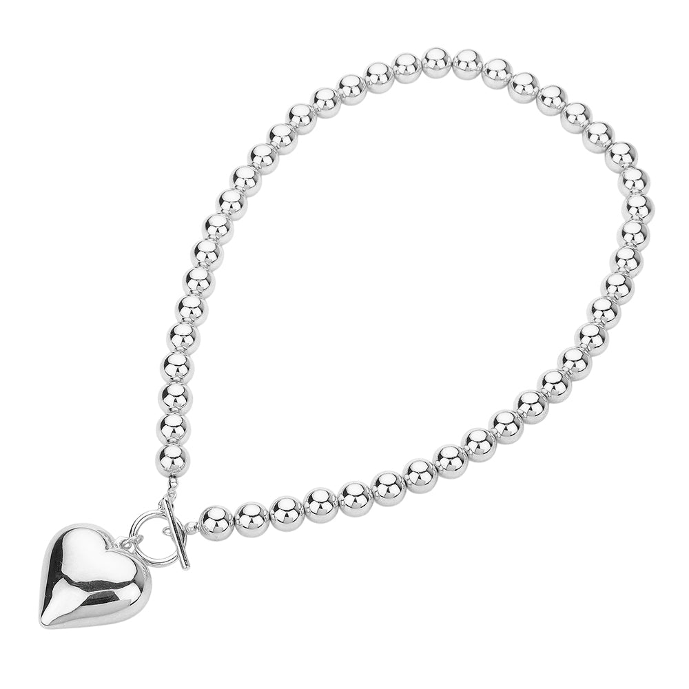 iLLASPARKZ Metal Heart Pendant Bubble Chain Toggle Necklace