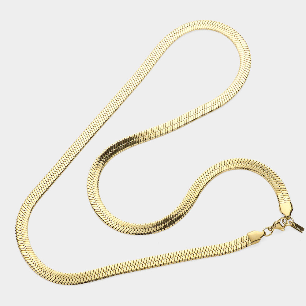 iLLASPARKZ 24 Inch, 7mm Stainless Steel Herringbone Chain Necklace