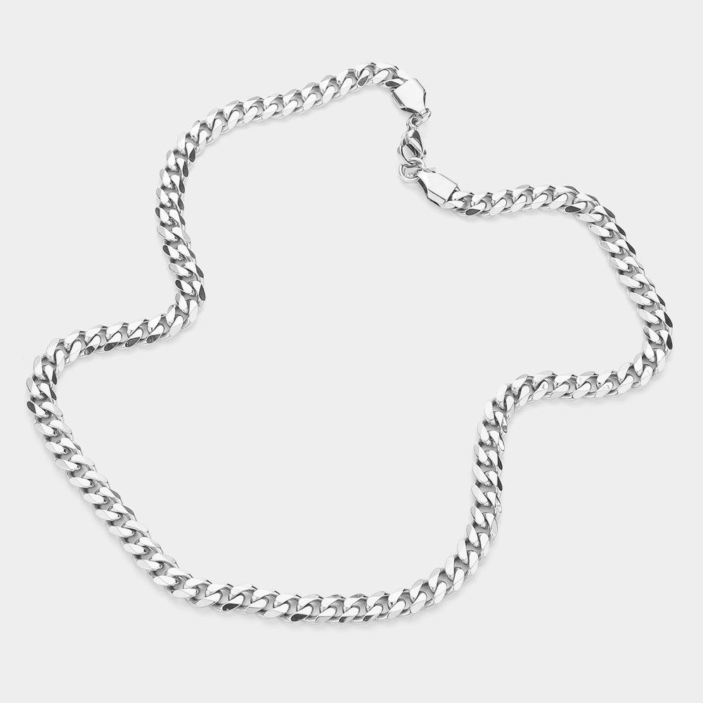 iLLASPARKZ 6 Diamond Cut Stainless Steel 16 Inch 6.2mm Cuban Metal Chain Necklace