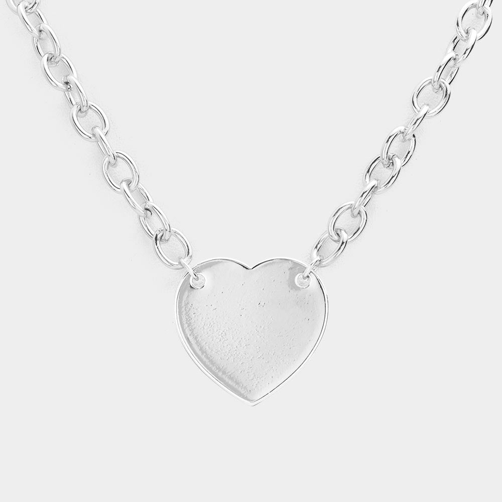 iLLASPARKZ White Gold Dipped Brass Metal Heart Necklace