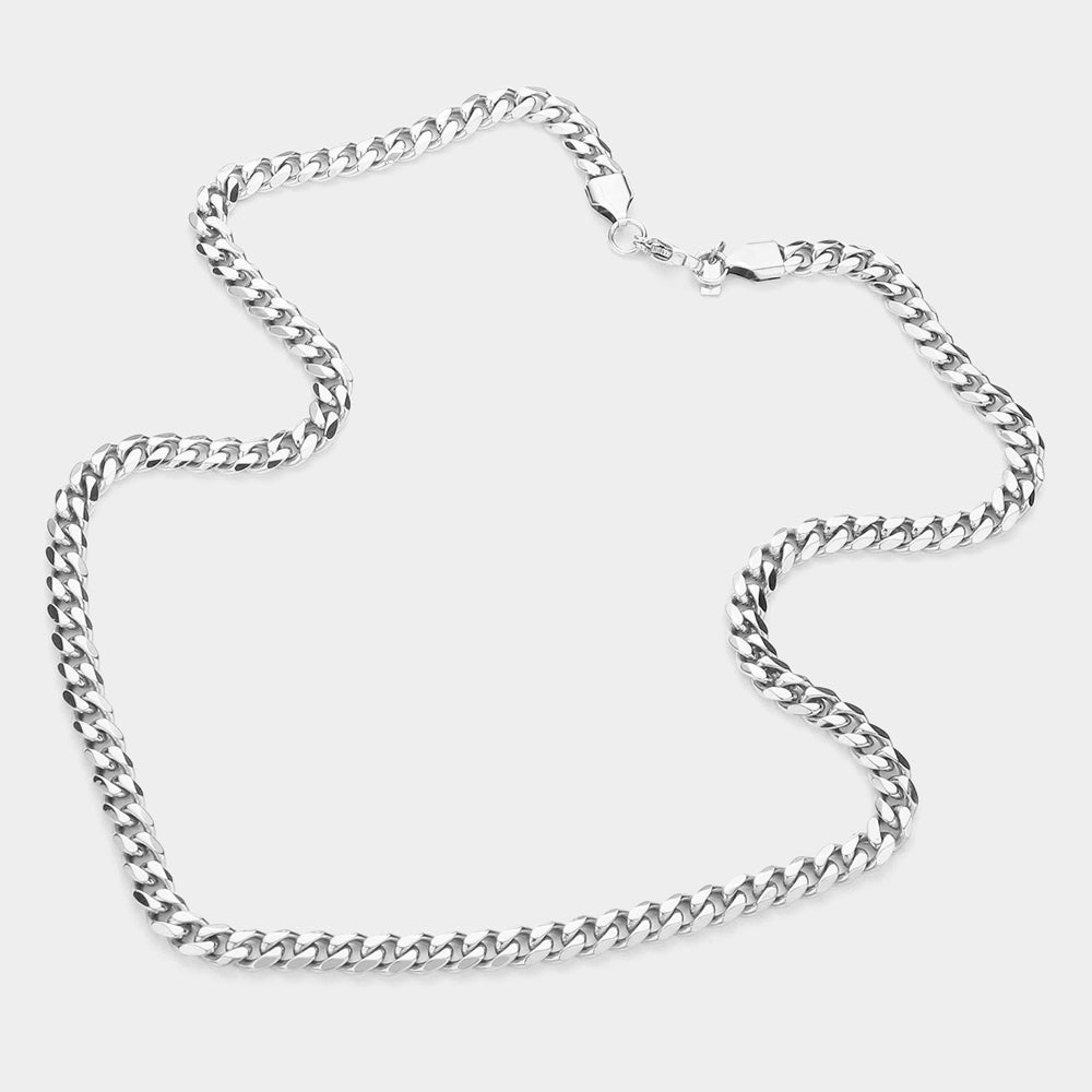 iLLASPARKZ 6 Diamond Cut Stainless Steel 20 Inch 6.2mm Cuban Metal Chain Necklace