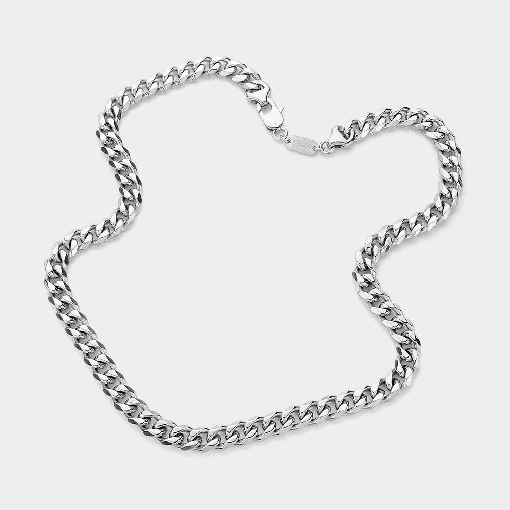 iLLASPARKZ Stainless Steel 24 Inch 8mm 6 Diamond Cut Cuban Chain Necklace