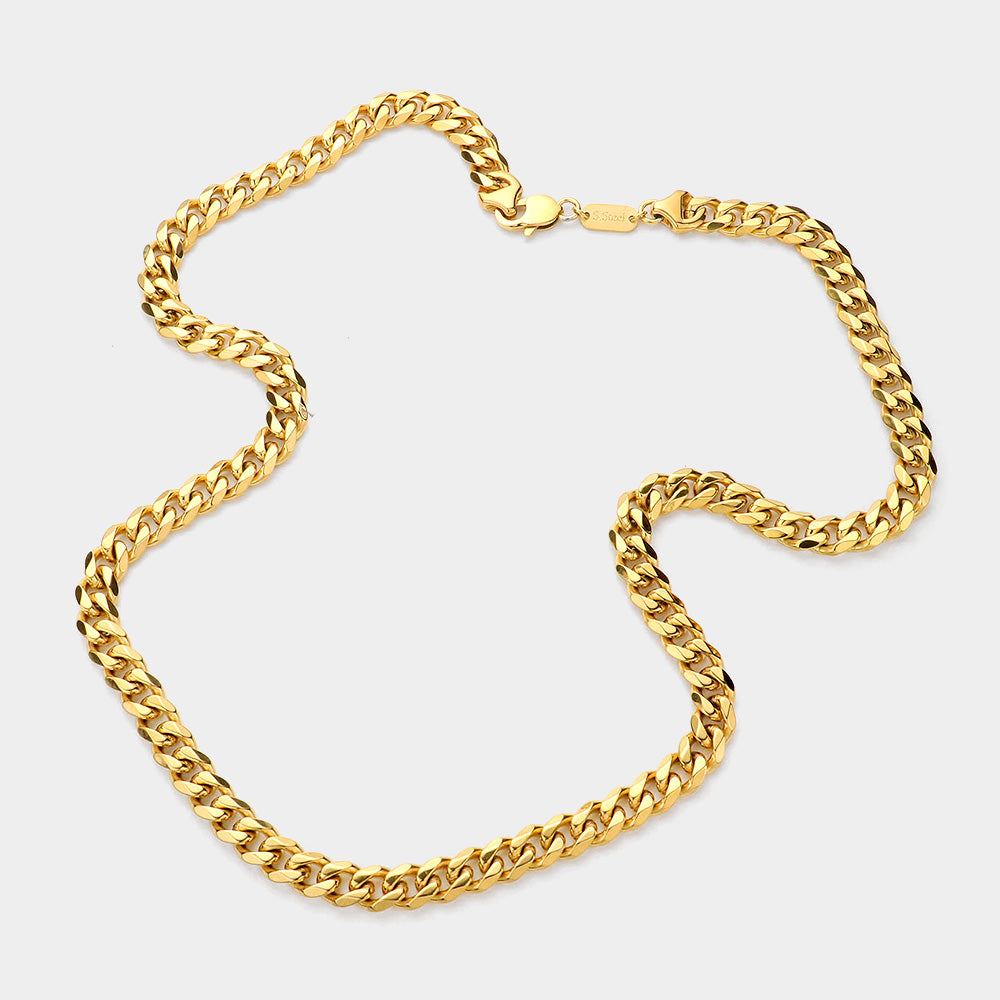 iLLASPARKZ 18K Gold Dipped Stainless Steel 30 Inch 8mm 6 Diamond Cut Cuban Chain Necklace