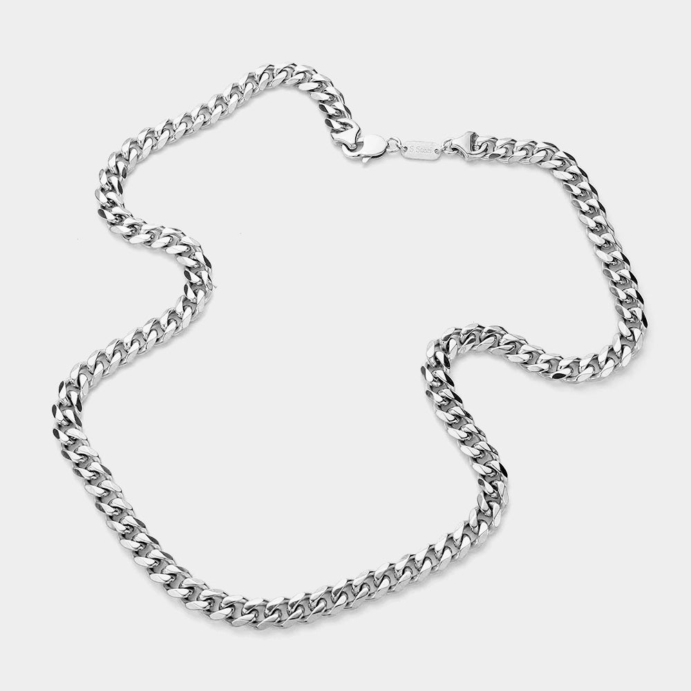 iLLASPARKZ Stainless Steel 30 Inch 8mm 6 Diamond Cut Cuban Chain Necklace