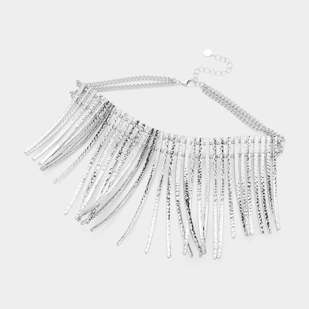 iLLASPARKZ Curved metal bar fringe armor necklace