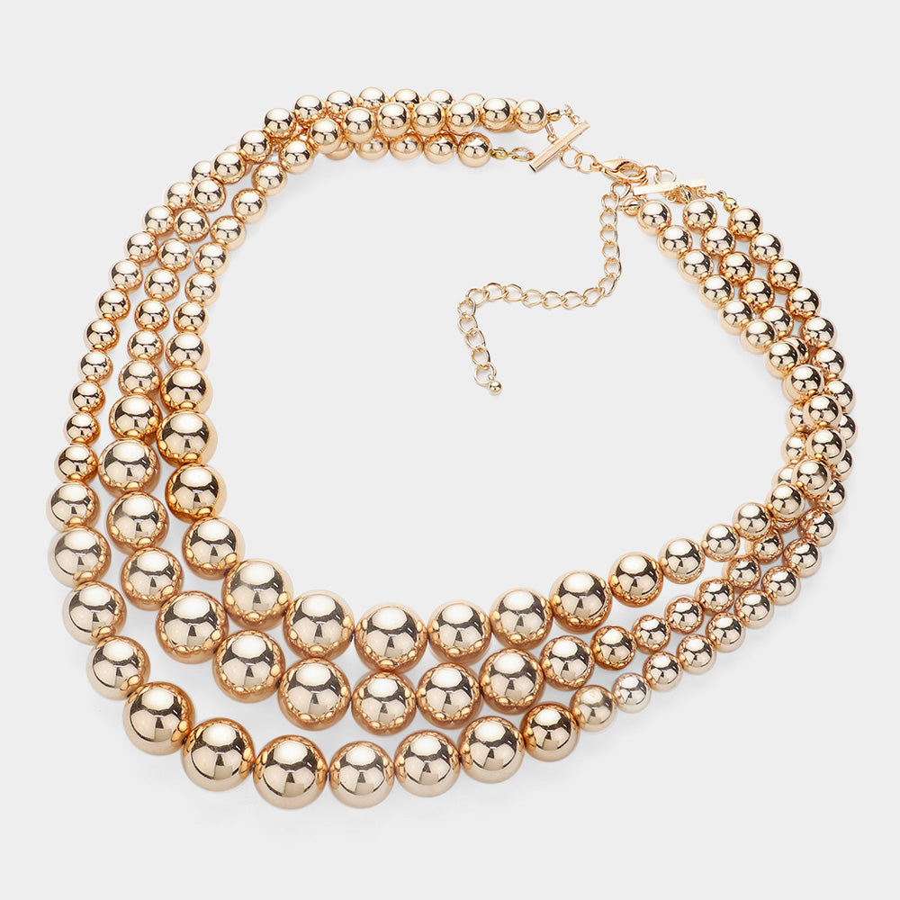 iLLASPARKZ Oversized Triple Layered Metal Ball Statement Necklace