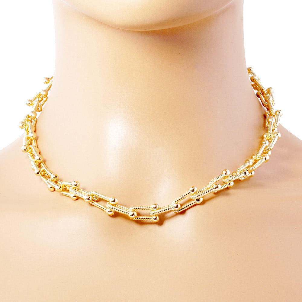 iLLASPARKZ Gold Dipped Textured Metal Hardware Chain Necklace