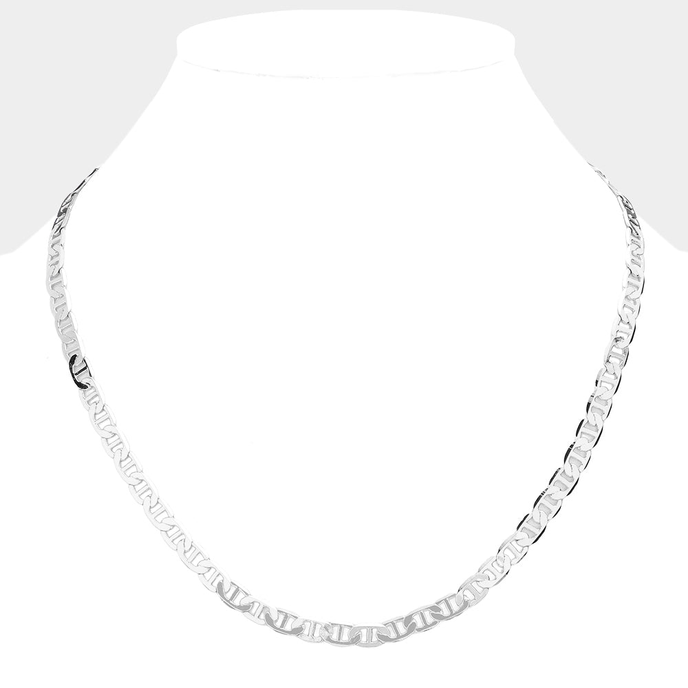 iLLASPARKZ Silver Plated 20 Inch 4mm Mariner Metal Chain Necklace