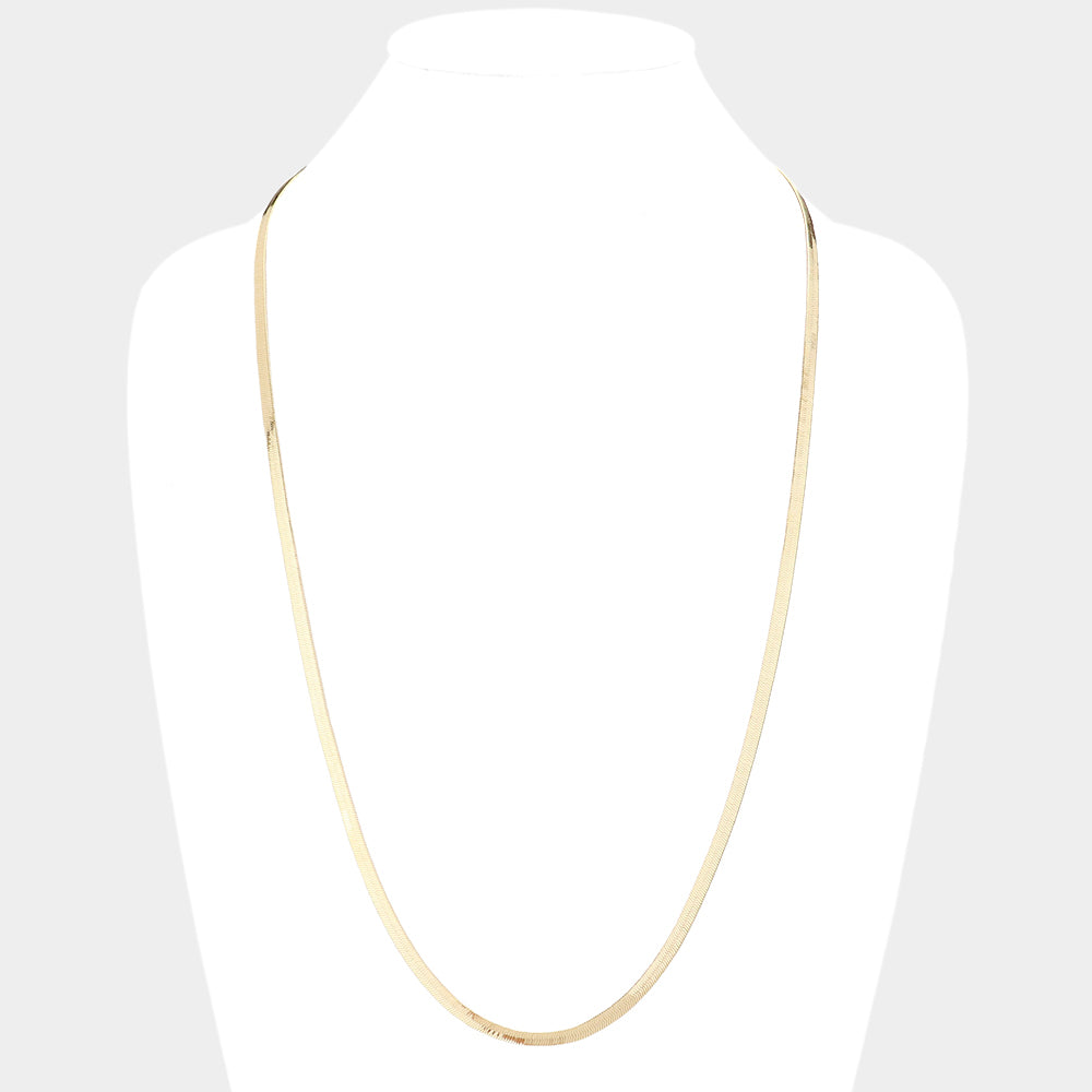 iLLASPARKZ Gold Plated 30 Inch 4mm Herringbone Metal Chain Necklace